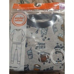 New Boys size 12 Months Football Sports 2 piece Pajama Set 100% Cotton